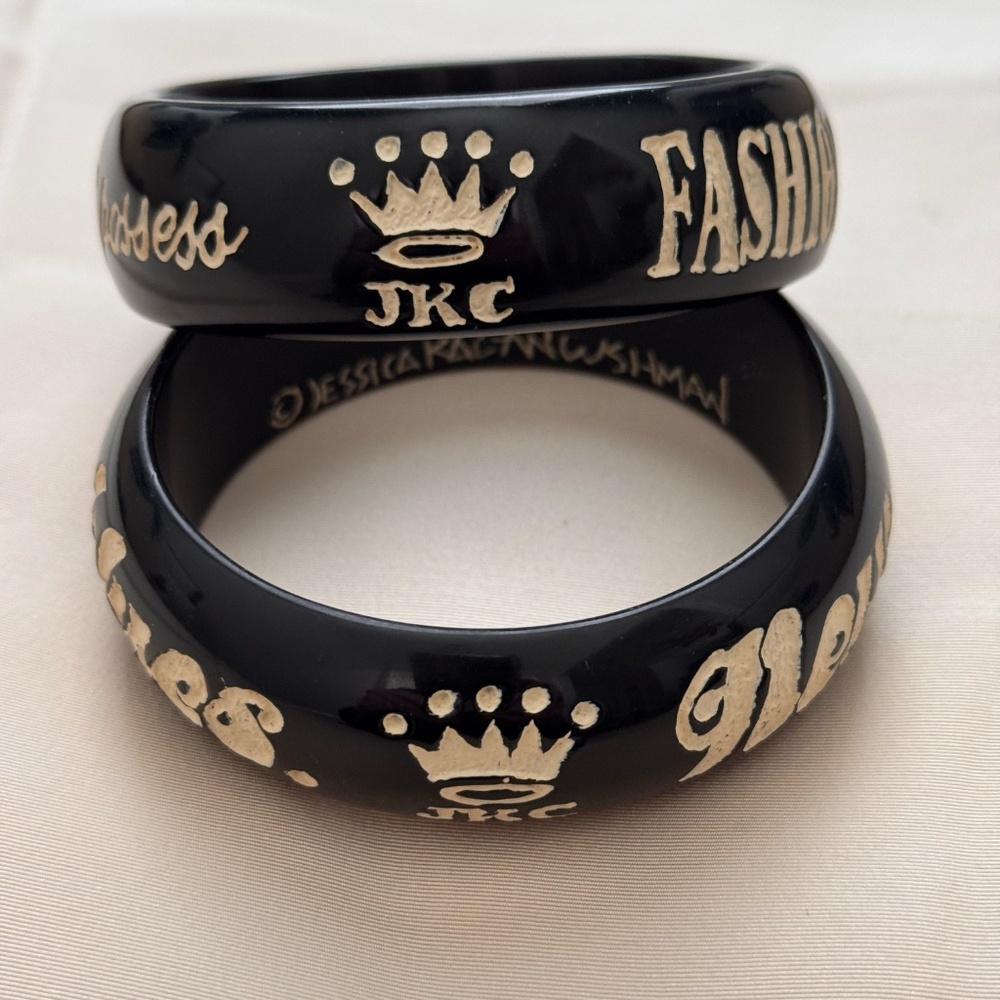 Vintage Jessica Kagan Cushman Black Bangles - Picture 3 of 3